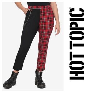 Hot Topic split plaid and black pants size medium